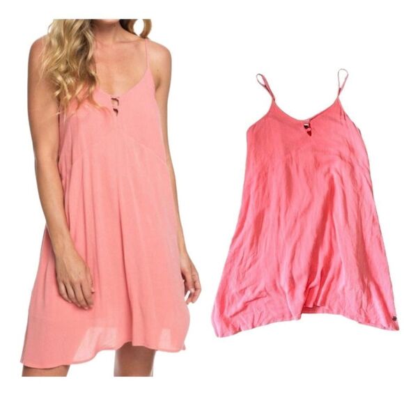 Roxy Full Bloom Strappy Summer Dress in Peachy-Pink Size XS NWT - Picture 1 of 15